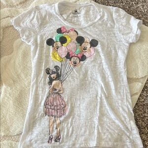 Disney White T-Shirt with Minnie and Mickey Balloons